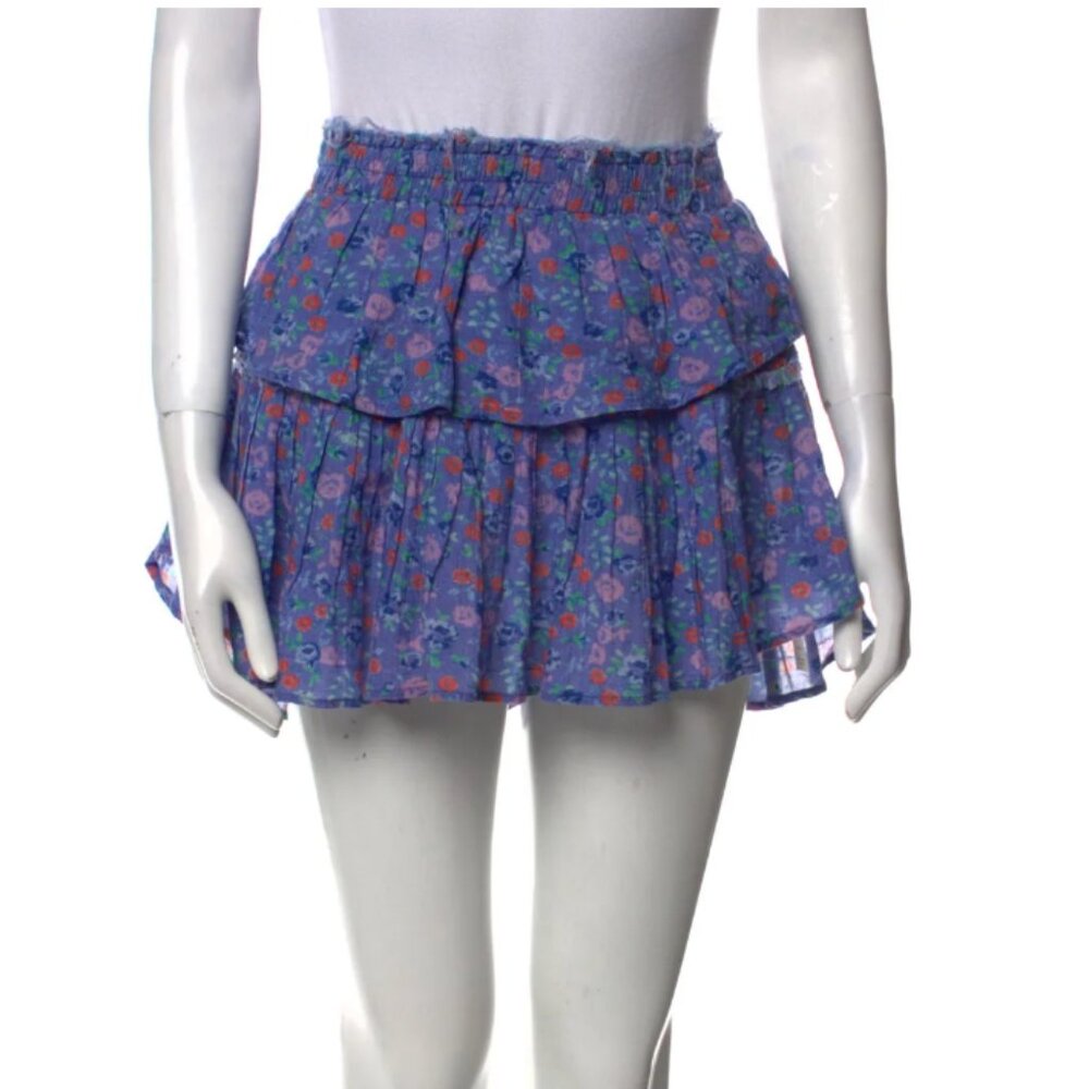 LoveShackFancy Floral Print Mini Skirt, Size Medium